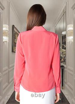Dressy Elegant Ladies Silk Coral Top Blouse Formal Business Work
