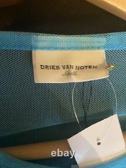 Dries Van Noten Sheer Blue Ruffle Mesh Top New Size S