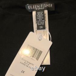 EILEEN FISHER Plus 2X Black Seamless Tencel Round Neck Long Sleeve Top NWT