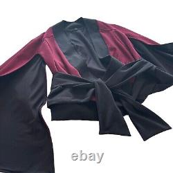 ELHOFFER DESIGN Size Large Maroon Black Galactic Baron Cape Sleeve Wrap Top USA