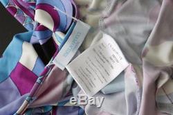 EMILIO PUCCI Multi-Color Print Long-Sleeve V-Neck Wrap Top Blouse 6-36 NWOT