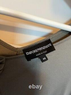 EMPORIO ARMANI Draped Shoulder Sage Green Long Sleeve Jersey Top Size IT46 UK14