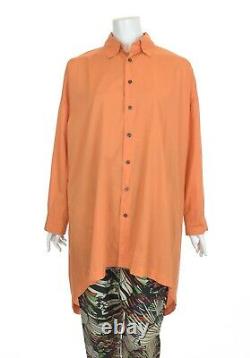 ESKANDAR Women's Orange Oversize Long Shirt Blouse Boxy Top Tunic Size 0 / S