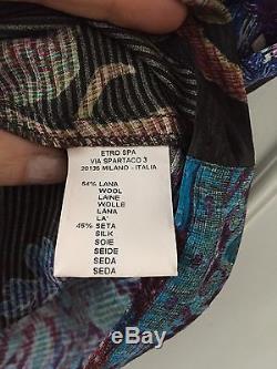 ETRO Milano Long Sleeve Silk wool Blouse top tunic Size I 44 uk 12-14