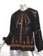 Etro Womens Silk Black Beaded Pattern Tassel Long Sleeve Blouse Top 6-42 Nwot