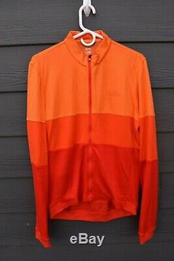 EUC! Rapha Tricolour Long Sleeve Jersey XL Orange Cycling Top