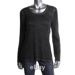 Eileen Fisher 6207 Womens Black Tencel Marled Long Sleeves Sweatshirt Top M BHFO