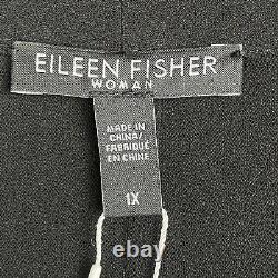Eileen Fisher Silk Shawl Collar Oval Jacket Open-Front Long-Sleeve Top Plus 1X