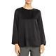 Eileen Fisher Womens Black Silk Long Sleeve Top Blouse Shirt Xl Bhfo 0068