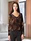 Elegant Ladies Brown Top Blouse With Lace Formal Business Work