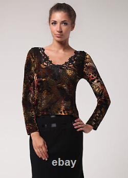 Elegant Ladies Brown Top Blouse with Lace Formal Business Work