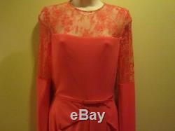 Elie Saab long-sleeve with lace top candy pink dress sz 36 US 4 nwt $ 2,995.00