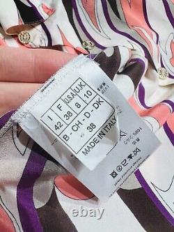 Emilio Pucci 100% Silk Orange Purple Psychedelic Print Women's Blouse Top