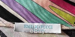 Emilio Pucci Firenze Italy 100 % Silk V Neck Long Sleeve Geometric Print Top S