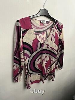 Emilio Pucci- pink and white signature print long sleeve top UK10 rare piece