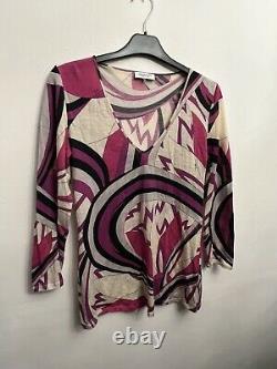Emilio Pucci- pink and white signature print long sleeve top UK10 rare piece