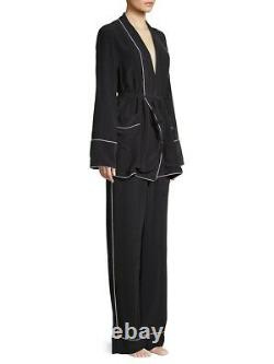 Equipment black Silk S 8 10 Theron Lounge set robe top trousers pajamas momme