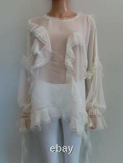 Ermanno Scervino Ivory Long Sleeve Blouse/Top with Lace Detail 42/US 6