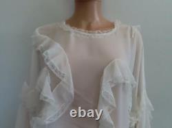 Ermanno Scervino Ivory Long Sleeve Blouse/Top with Lace Detail 42/US 6