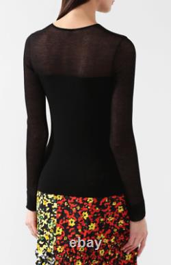 Escada Women's Illusion Ruffle-trim Long-sleeve Knit Top In Black Size XL 16742