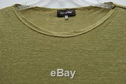 Eskandar GREEN Light Weight Linen Knit Bateau Neck Long Sleeve Top O/S $695