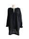 Eskandar Linen Top Size 0 Charcoal Black V-neck Tunic Lagenlook Relaxed Fit
