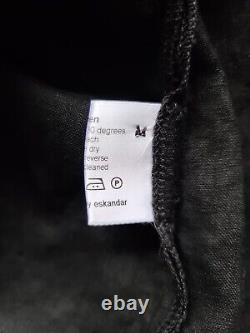 Eskandar Linen Top Size 0 Charcoal Black V-Neck Tunic Lagenlook Relaxed Fit