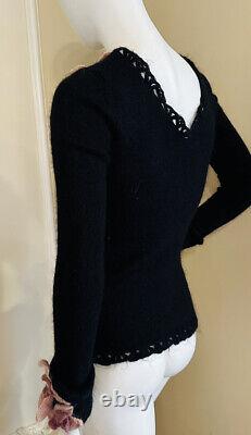 Etincelle Couture Black Long Sleeve Cut Out fTop Flower Size S