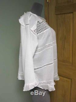 Etoile Isabel Marant Crochet Lace Panels Ruffle Long Sleeves White Cadix Top 38