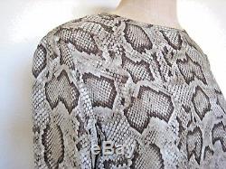 Etro Gray Reptile Print 100% Silk Long Sleeve Tunic Blouse Top Size L Euro 46