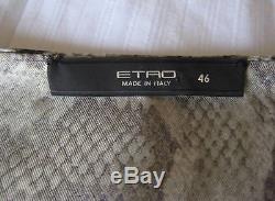 Etro Gray Reptile Print 100% Silk Long Sleeve Tunic Blouse Top Size L Euro 46