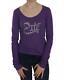 Exte Crystal Embellished Long Sleeve Top Tops Purple -size 40