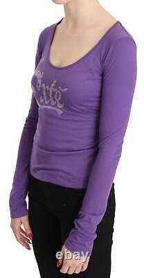 Exte Elegant Purple Crystal Embellished Long Sleeve Top