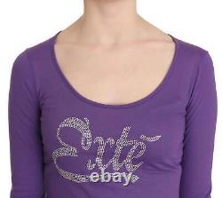 Exte Elegant Purple Crystal Embellished Long Sleeve Top