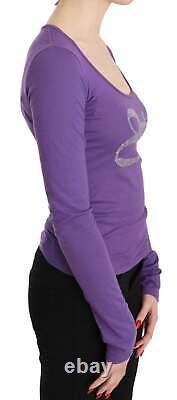 Exte Elegant Purple Crystal Embellished Long Sleeve Top