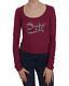 Exte Gorgeous Crystal Embellished Long Sleeve Top Tops Red -size 46