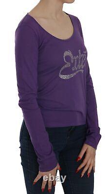 Exte Purple Crystal Embellished Long Sleeve Casual Top for Women