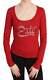 Exte Red Crystal Embellished Long Sleeve Top