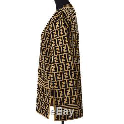 FENDI #40 Zucca Pattern Long Sleeve Tops Cardigan Brown Black Italy Y04338