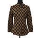 Fendi Checked Pattern Front Opening Long Sleeve Tops Black Brown Italy A36240f