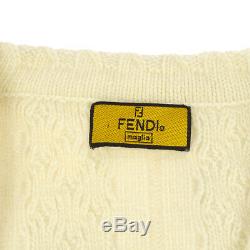 FENDI Front Opening Long Sleeve Tops Cardigan Ivory Italy Authentic NR13112
