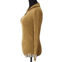 FENDI High Neck Long Sleeve Knit Tops Brown Italy #40 Authentic AK43250