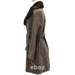 FENDI Jeans Single Breasted Long Sleeve Coat Fur Brown Italy Authentic #II193 I