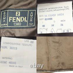 FENDI Jeans Single Breasted Long Sleeve Coat Fur Brown Italy Authentic #II193 I
