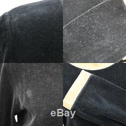 FENDI Logos Long Sleeve Tops Black Beige Velor Vintage Italy Authentic #EE621 W