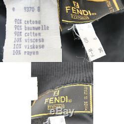 FENDI Maglia Logos Turtleneck Long Sleeve Tops Black Cotton Italy Auth #GG202 I