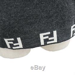 FENDI Mare Logos Long Sleeve Tops Gray White Wool Acrylic Italy Auth #II230 I