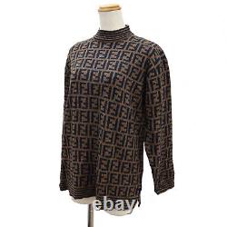 FENDI Mare Zucca Used Long Sleeve Knit Tops Black Brown Vintage Italy #AF383 S