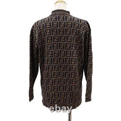FENDI Mare Zucca Used Long Sleeve Knit Tops Black Brown Vintage Italy #AF383 S