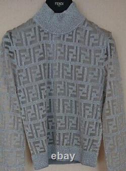 FENDI Silver Knit Long Sleeve Italy Size 40 Sort Length All Season Women I49756